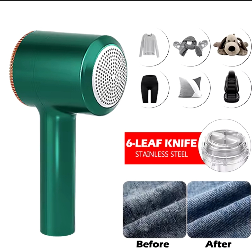 New Lint Remover USB Rechargeable Hair Ball Trimmer Fuzz Clothes green Color NWT